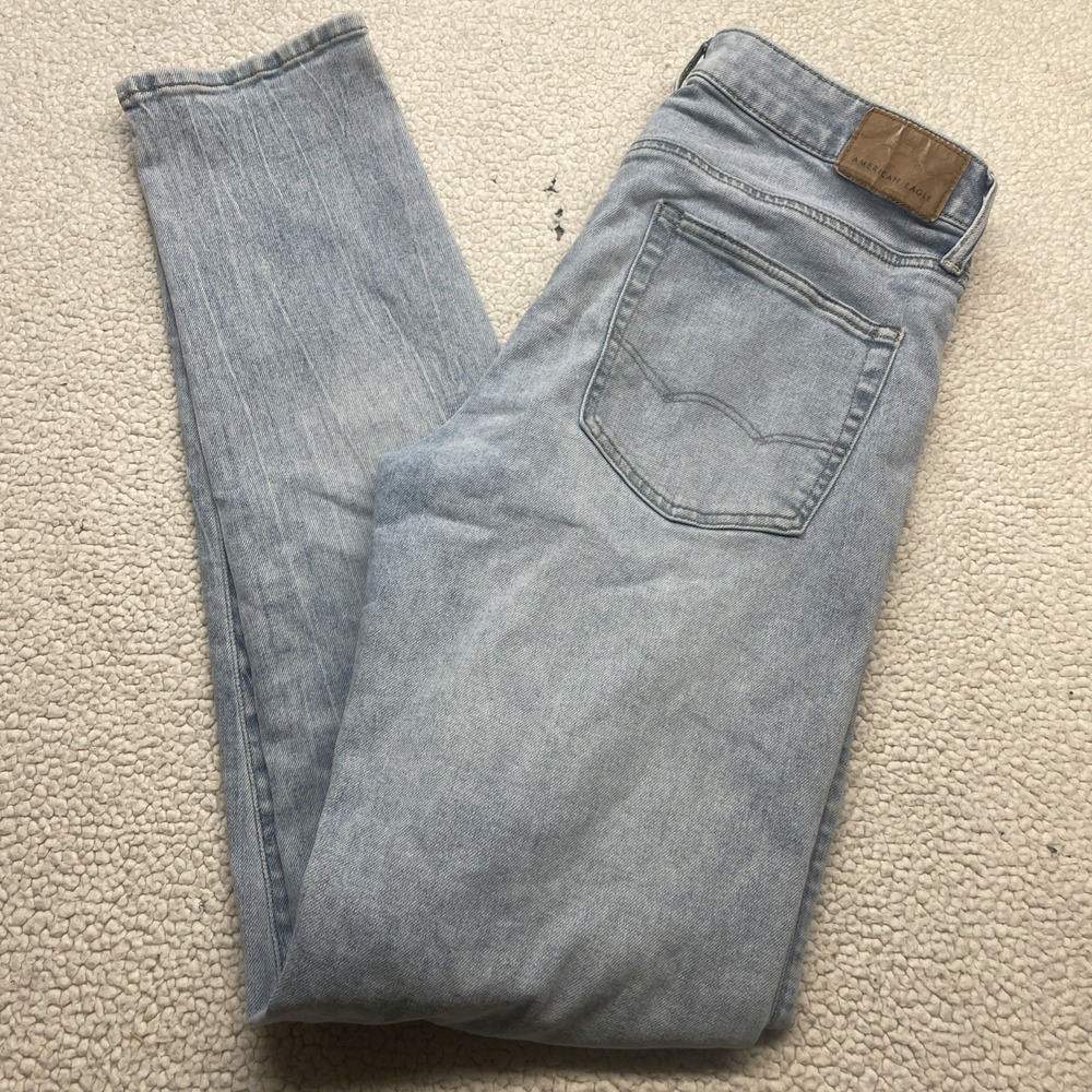 American Eagle Jeans Mens 32x36 Light Blue Airflex+ Skinny Denim Pants‎